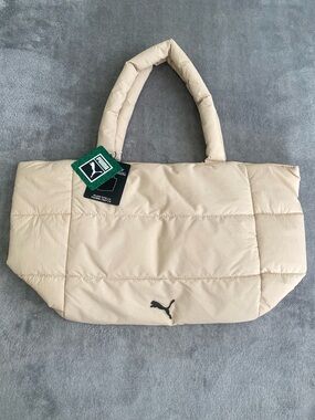 Puma Plush Tote 2.0 Sand Quilted Puffer Tote NWT